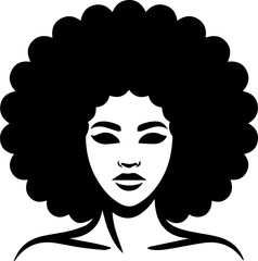 Female face with afro isolated on white background