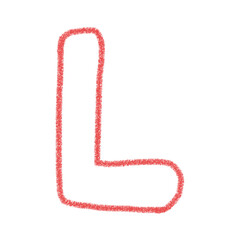 アルファベットL　 手書き文字　かわいい　素材　赤　イラスト　素材　アイコン　クレヨン風