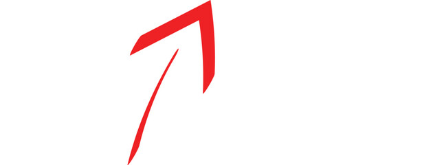 : Bold Hand-Drawn Red Arrow Pointing Up-Right - Artistic Brush Stroke Element for Direction, Navigation, Emphasis, and Creative Design