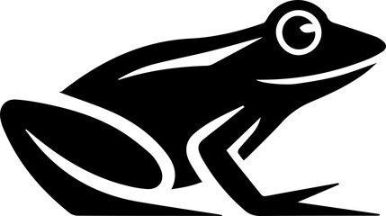 Minimalist logotype icon of A frog sitting on leaf