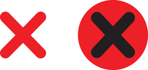 Obraz premium Two red x marks on a white background one a simple cross and the other a cross within a red circle representing incorrect or negative choices
