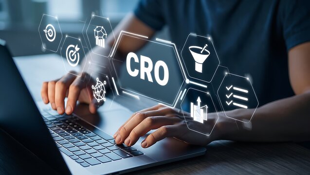 Conversion rate optimization cro marketing strategy shown on a laptop screen for business growth