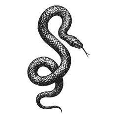Snake, collage element with vintage stipple photocopy effect, with retro grainy texture. Vector illustration for grunge psychedelic surreal poster or tattoo in 90s aesthetic.