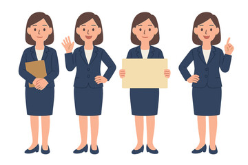 Obraz premium Collection of female executive or office employee character in different positions