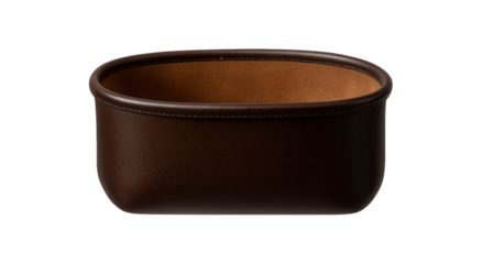 Leather bread basket with a soft suede interior, designed for a luxurious mansion dining area.