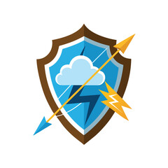 Storm archer with lightning bow and cloud burst shot Vector illustration