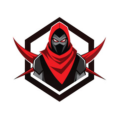 Twin blade rogue with red scarf and motion blur slash Vector illustration