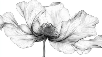 Fototapeta premium Detailed grayscale drawing of a flower.