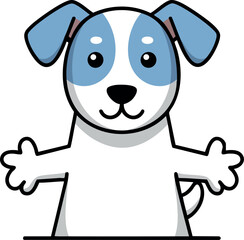 Cute white dog with blue spots cartoon character vector illustration friendly pet design 