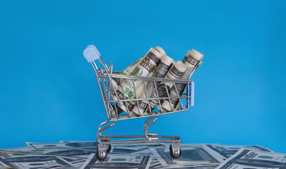shopping cart full of money