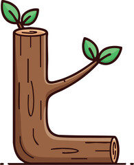 Tree branch with green leaves simple cartoon style vector illustration 