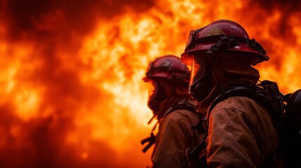 Firefighters go into the fire.
