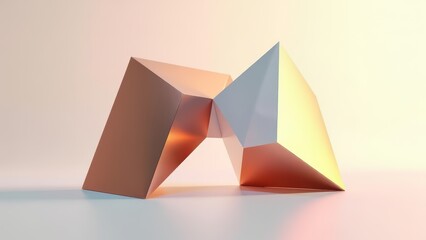 Rose gold and white geometric sculpture
