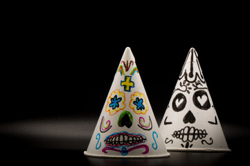 Two Day of the Dead dolls with copy space