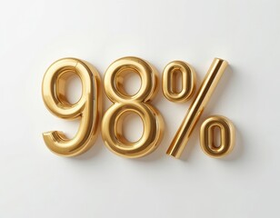 Gold 98 Percent Symbol Isolated on White – Sales and Deals Concept