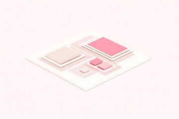 Abstract geometric shapes in pastel pink and white
