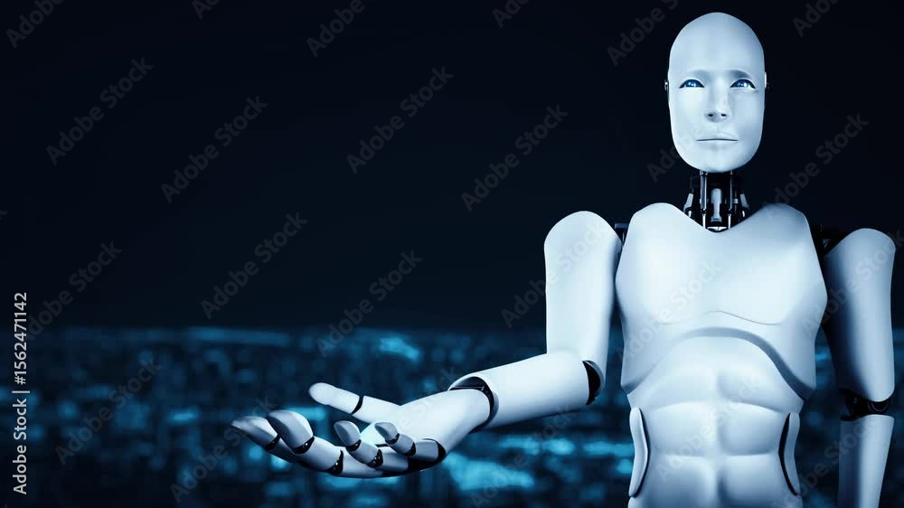 Poster future financial technology controll by ai robot huminoid uses machine learning and artificial intel
