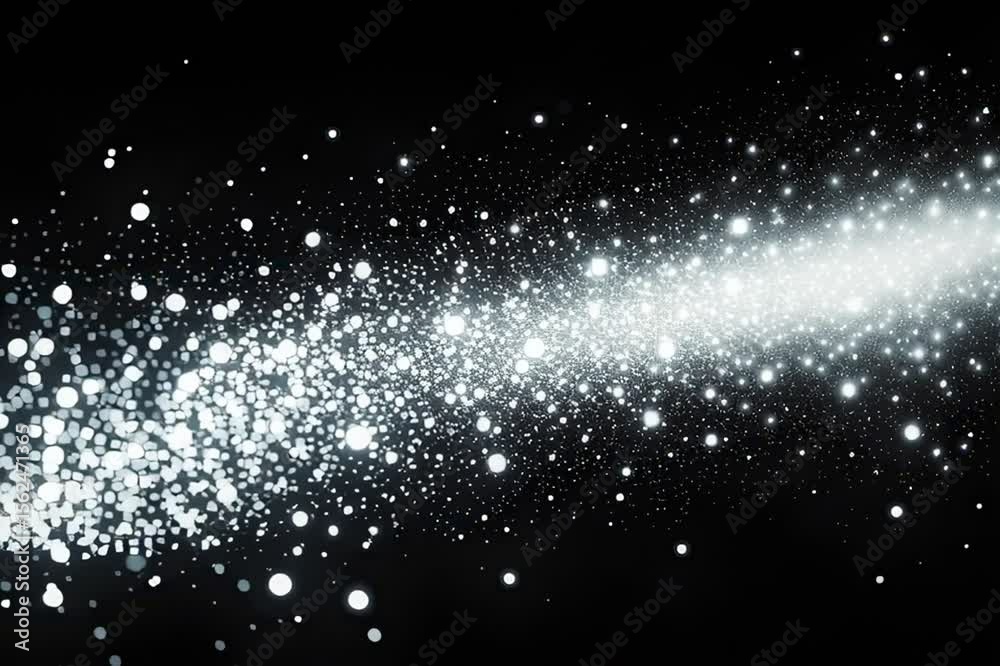 Poster Glowing Particle Stream in Dark Space