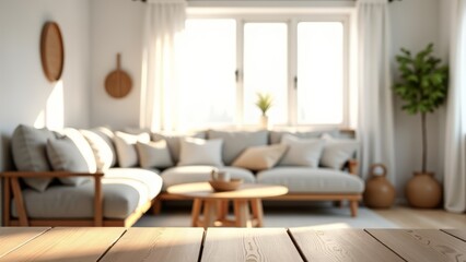 Bright living room with scandinavian style interior