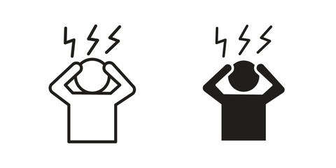 Anxiety icon Black and White Vector Graphic