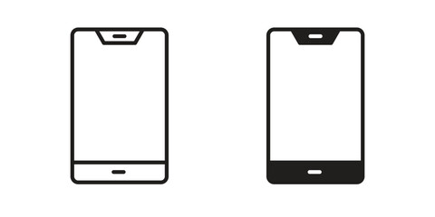 Cell phone icon Black and White Vector Graphic
