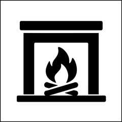 Fireplace with fire silhouette icon