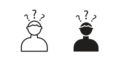 Curious human icon Black and White Vector Graphic