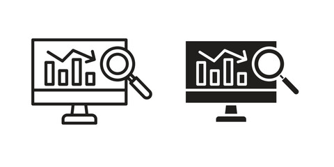 Data Analysing icon Black and White Vector Graphic