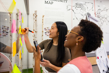 Creative brainstorming session with sticky notes