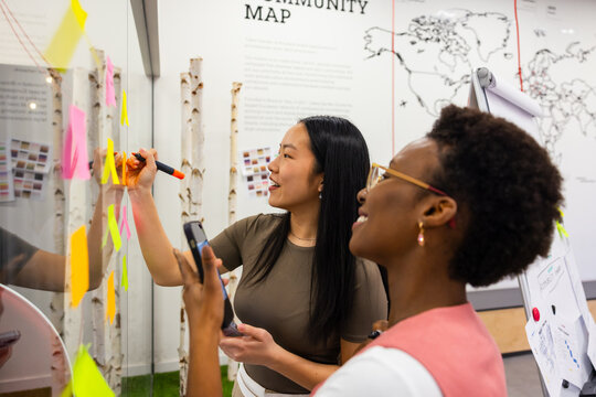 Creative brainstorming session with sticky notes