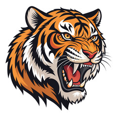 Majestic Roaring Tiger Head Illustration Fierce Big Cat Artwork