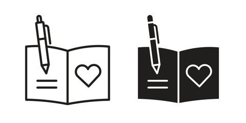 Guests book icon Black and White Vector Graphic