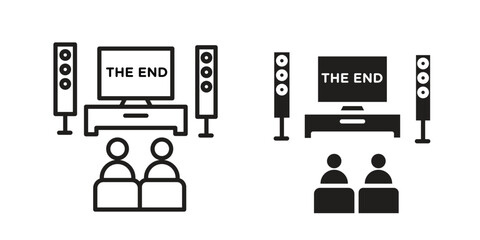 Home cinema icon Black and White Vector Graphic