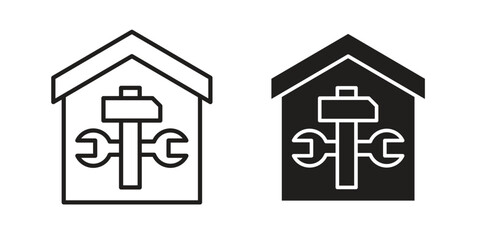 Home repair icon Black and White Vector Graphic