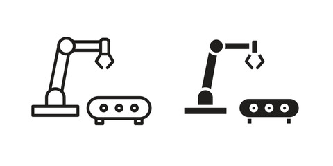 Industrial robot icon Black and White Vector Graphic