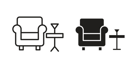 Lounge icon Black and White Vector Graphic
