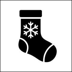 Woolen sock with snowflake silhouette icon