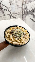 Creamy Penne Pasta with Bacon and Herbs