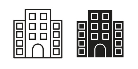 Office block icon Black and White Vector Graphic
