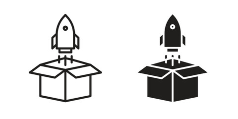 Product release icon Black and White Vector Graphic