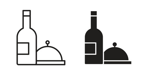 Room service icon Black and White Vector Graphic