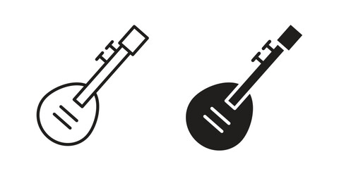 Sitar icon Black and White Vector Graphic