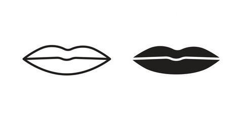 Thin lips icon Black and White Vector Graphic