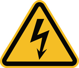 Warning: High Voltage Sign on Yellow Background