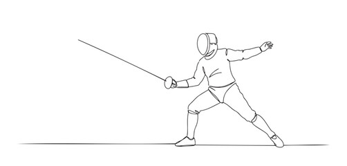 Outline of a fencer in action, representing the sport of fencing