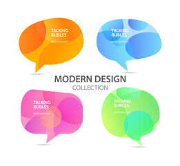 Speech modern Bubble set. Talk bubble. Blank empty vector white speech bubbles with gradient bubbles. Speak bubble text, cartoon chatting box, message box. Modern style.