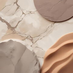 Aesthetic Neutral Abstract Background with Marble, Concrete, and Wood Texture