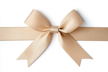 Fototapeta premium Elegant beige ribbon bow as a festive decoration for gift or package wrapping