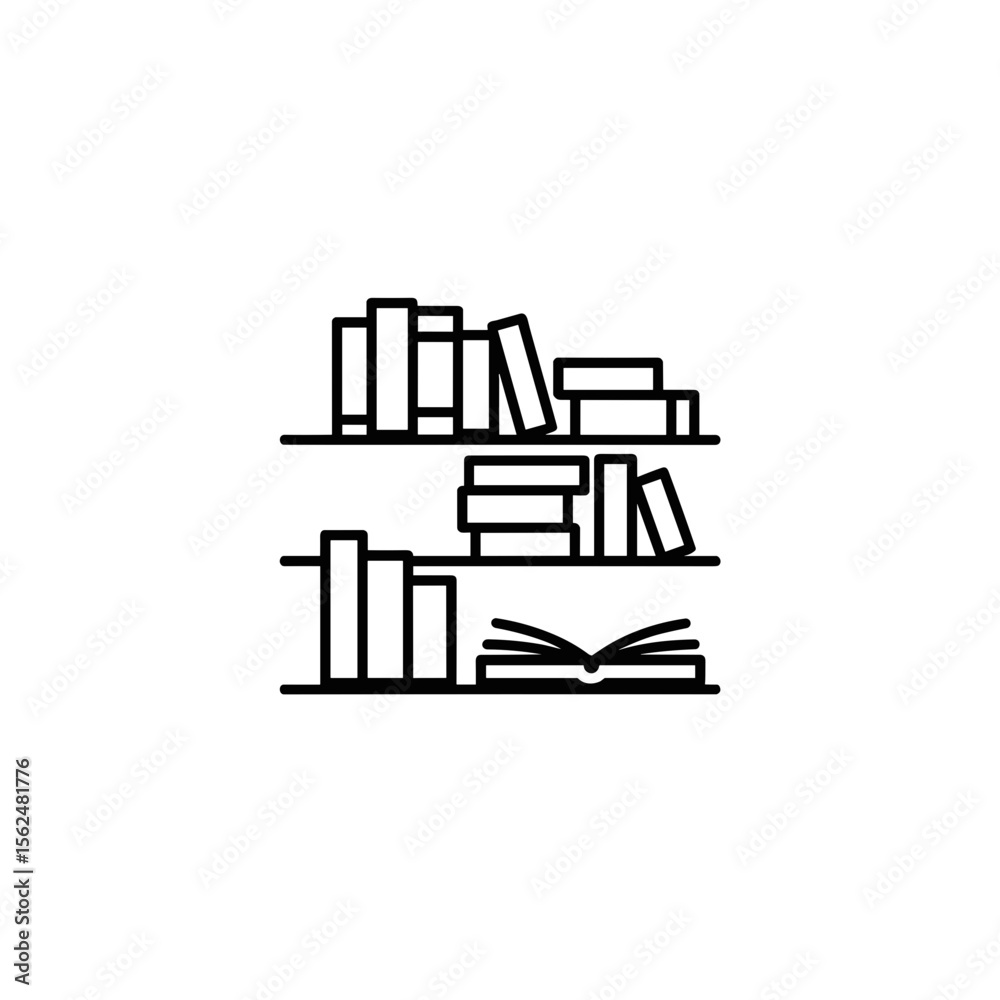 Poster minimalistic bookshelf design with stacked books on transparent background