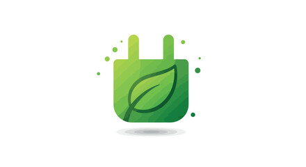 Fototapeta premium Eco-friendly energy icon with leaf on plug symbolizing sustainability